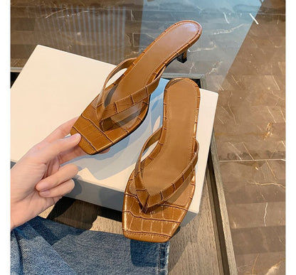 Low Heel Plain Flip Flops (Various Designs)