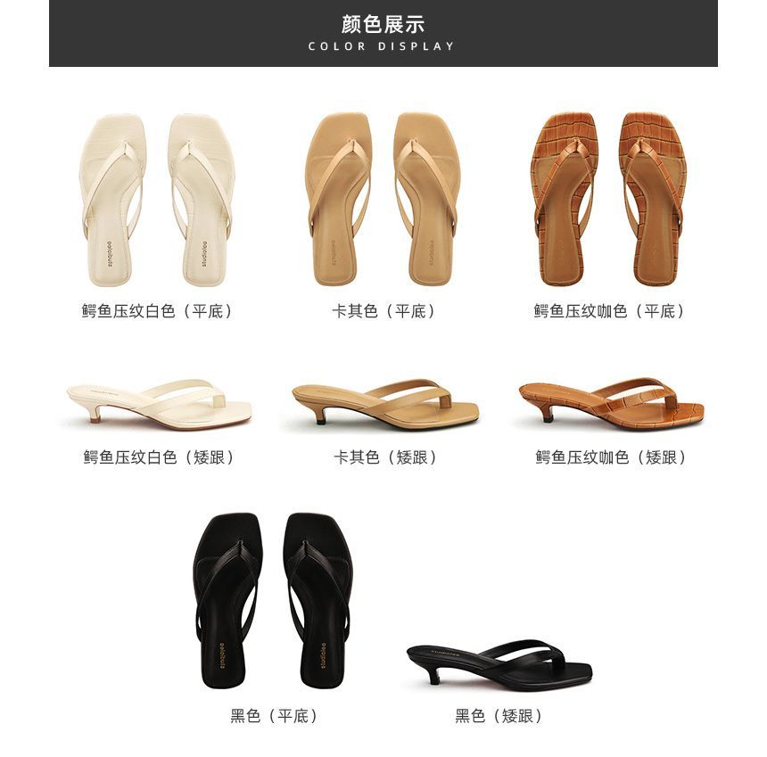 Low Heel Plain Flip Flops (Various Designs)