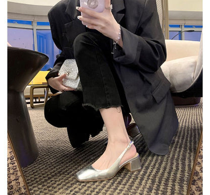 Block Heel Slingback Sandals