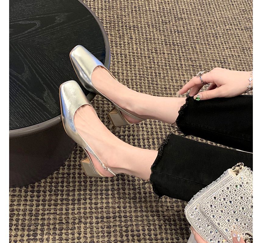 Block Heel Slingback Sandals