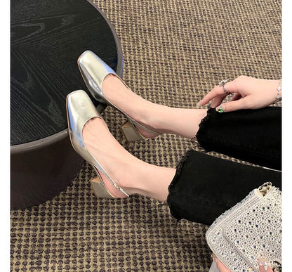 Block Heel Slingback Sandals