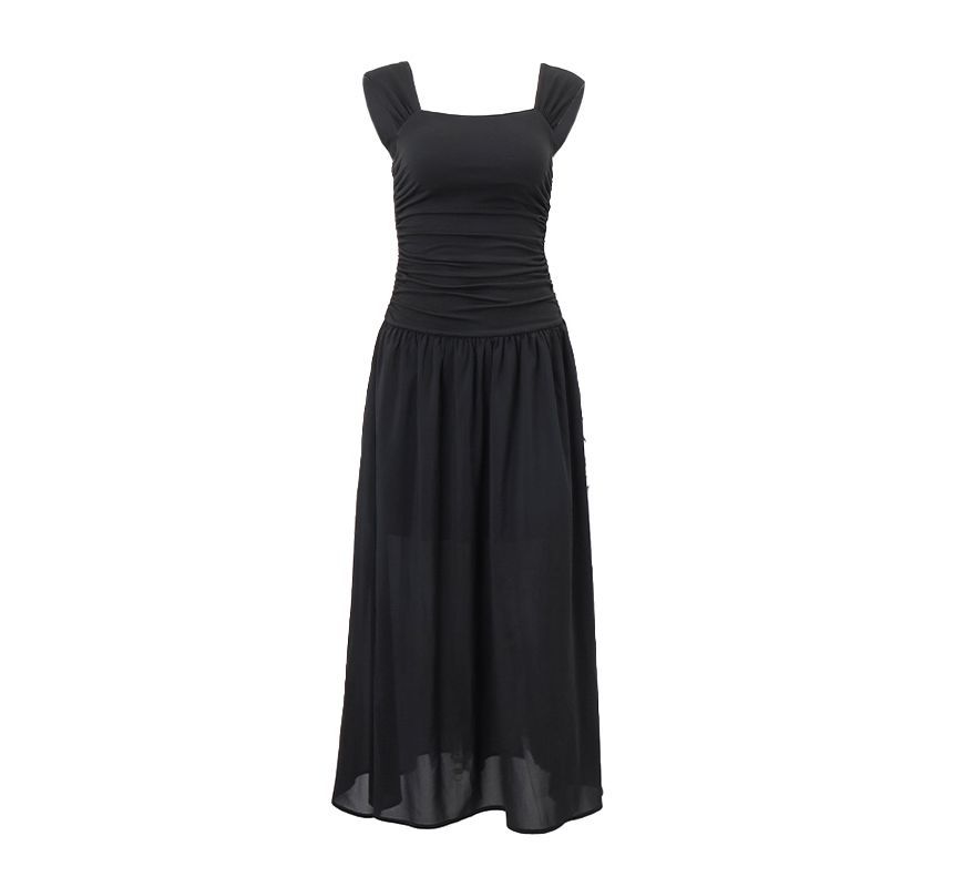 Sleeveless Square Neck A-Line Maxi Dress