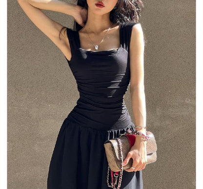 Sleeveless Square Neck A-Line Maxi Dress