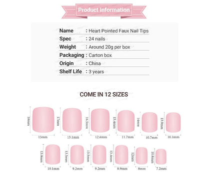 Heart Pointed Faux Nail Tips