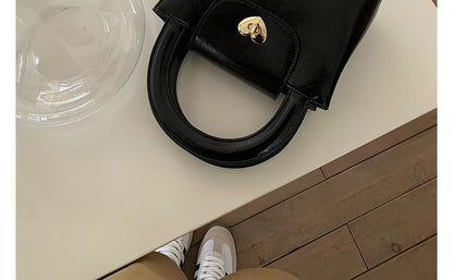 Heart Lock Faux Leather Handbag