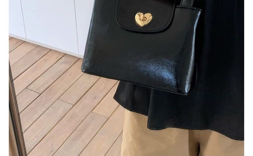Heart Lock Faux Leather Handbag