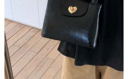 Heart Lock Faux Leather Handbag