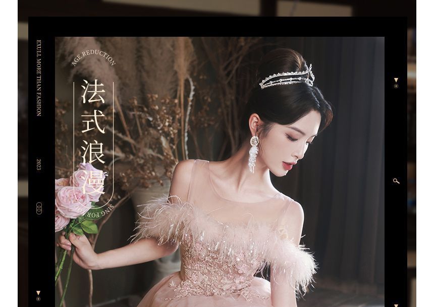 Evening Gown A-Line Mesh Fluffy