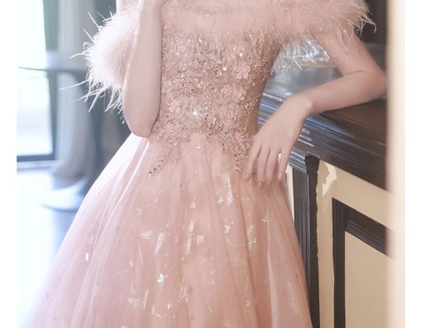 Evening Gown A-Line Mesh Fluffy