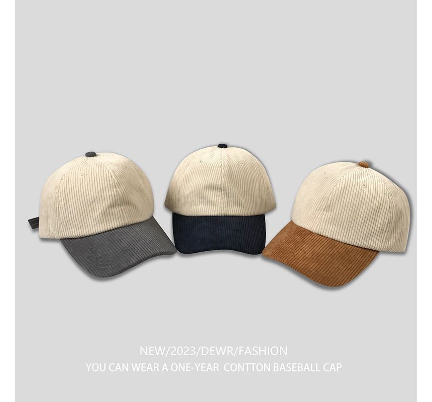 Two Tone Corduroy Baseball Cap