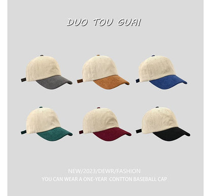 Two Tone Corduroy Baseball Cap