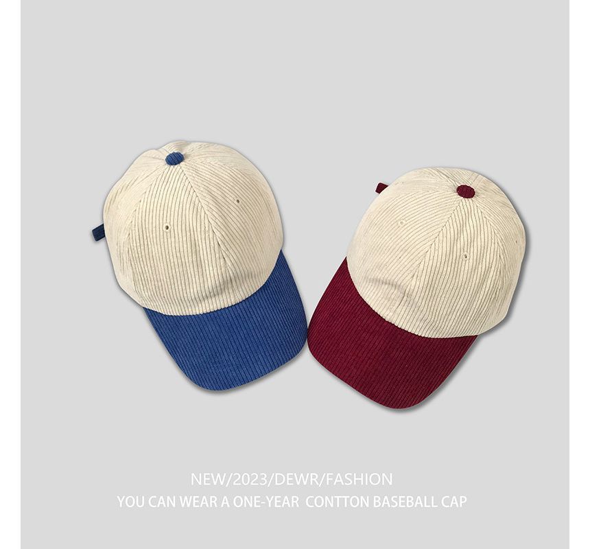 Two Tone Corduroy Baseball Cap
