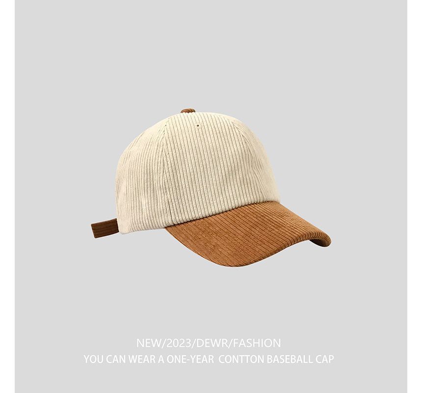 Two Tone Corduroy Baseball Cap