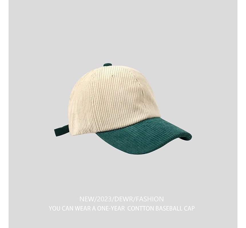 Two Tone Corduroy Baseball Cap