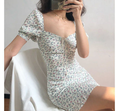 Short-Sleeve Floral Mini Sheath Dress