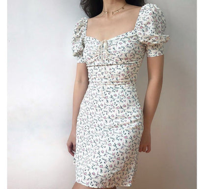 Short-Sleeve Floral Mini Sheath Dress