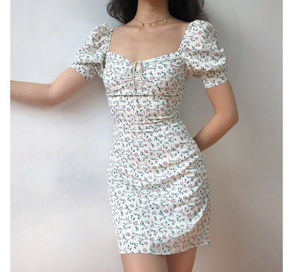 Short-Sleeve Floral Mini Sheath Dress