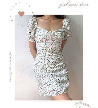 Short-Sleeve Floral Mini Sheath Dress