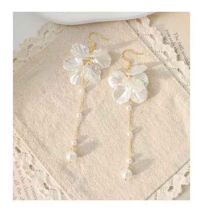 Petal Faux Pearl Drop Earring / Clip On Earring