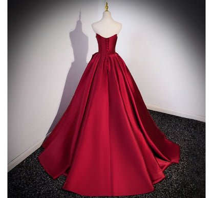 Evening Plain Gown A-Line Bow Tube Satin