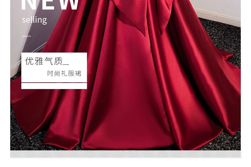 Evening Plain Gown A-Line Bow Tube Satin