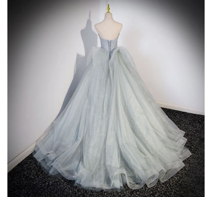 Gown Evening A-Line Mesh Tube Bow Plain Ruched