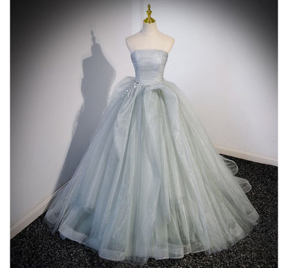 Gown Evening A-Line Mesh Tube Bow Plain Ruched