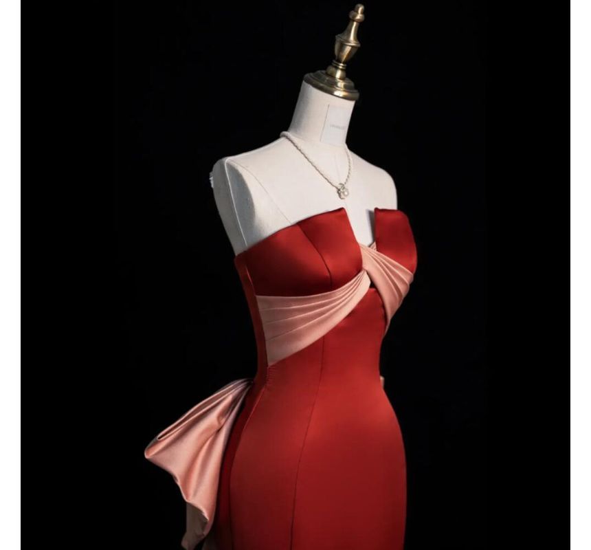 Mermaid Tube Criss Two Cross Evening Gown Tone Bow