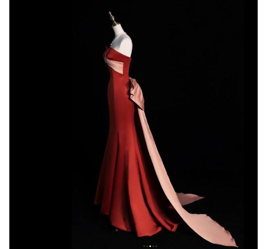 Mermaid Tube Criss Two Cross Evening Gown Tone Bow