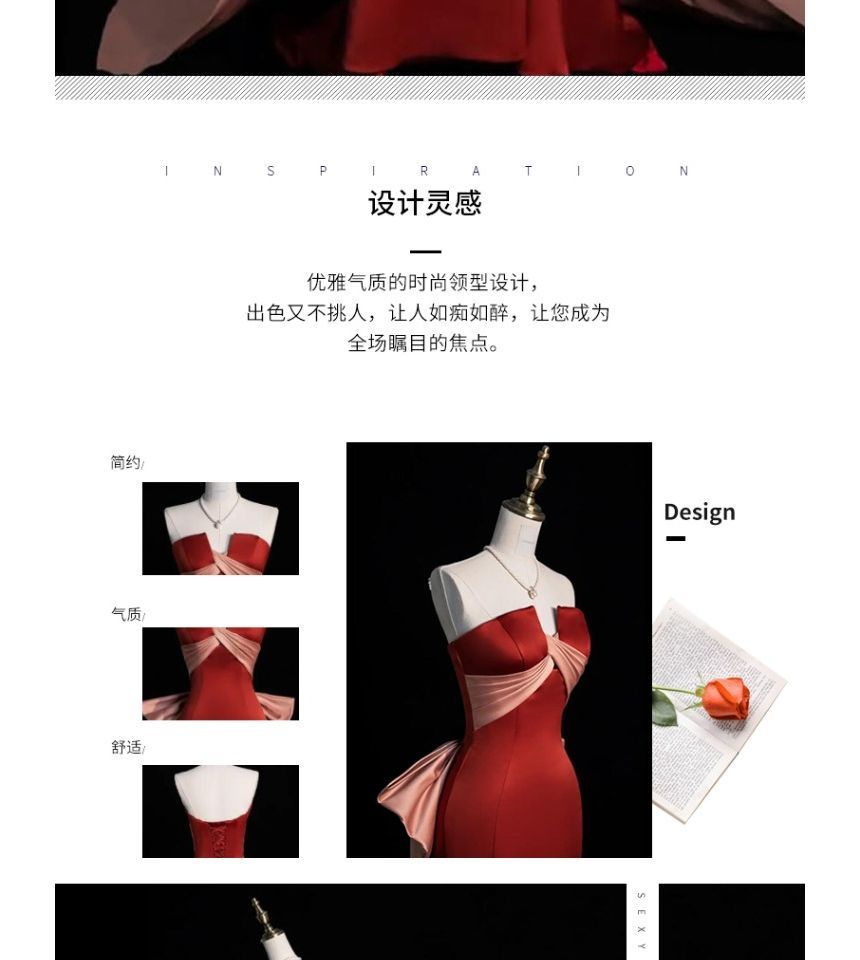 Mermaid Tube Criss Two Cross Evening Gown Tone Bow