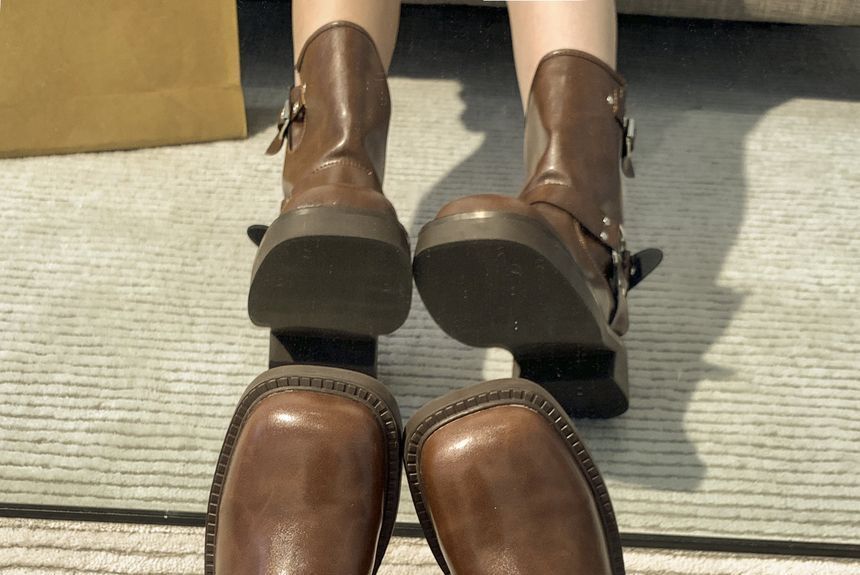 Platform Buckled Short Boots
