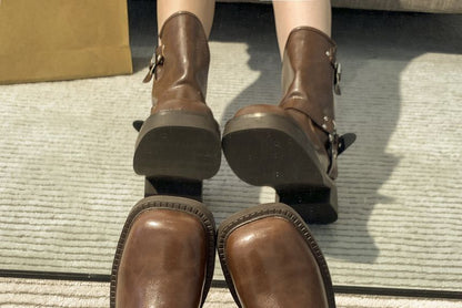 Platform Buckled Short Boots