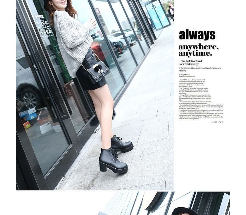 Lace-Up Chunky Platform Boots Ankle Heel