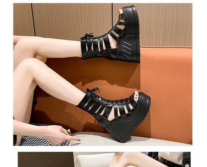 Platform Heel Lace-Up Wedge Gladiator Sandals