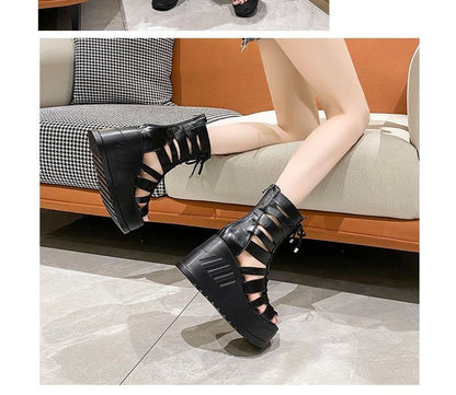 Platform Heel Lace-Up Wedge Gladiator Sandals