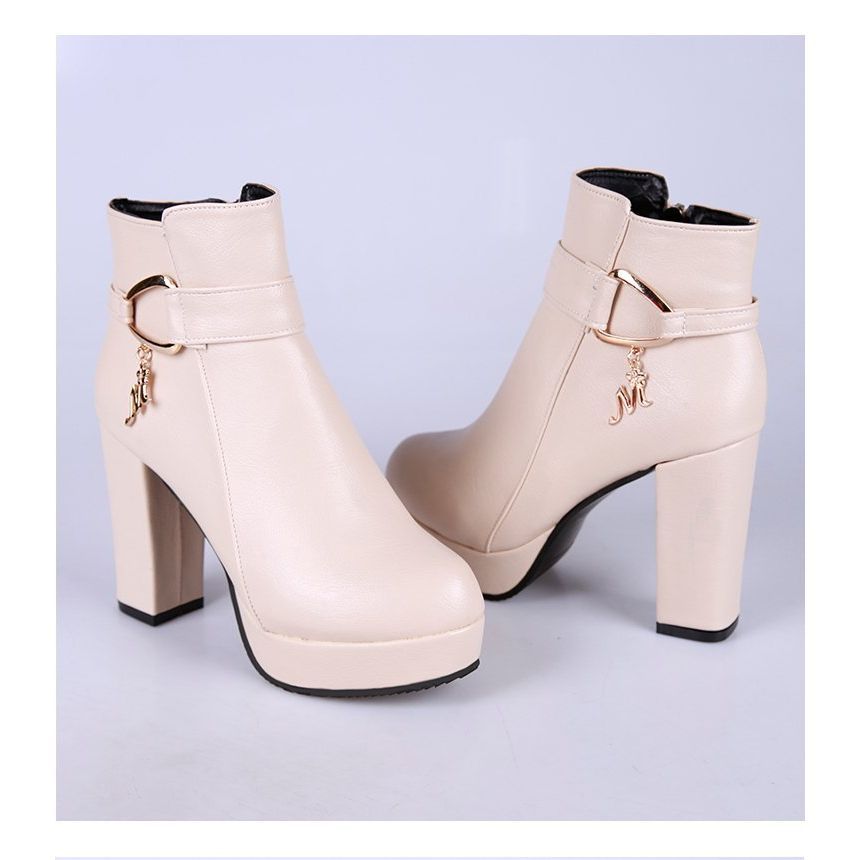 Boots Short Plain Heel Chunky