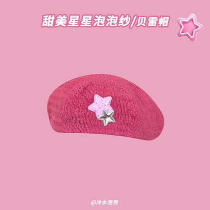 Star Applique Beret Hat