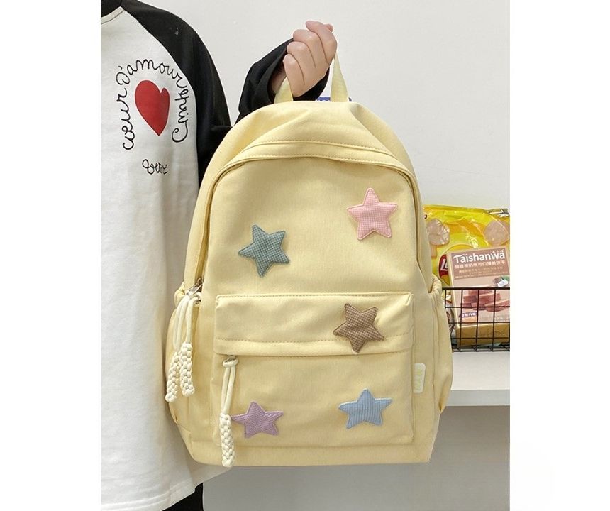 Star Applique Nylon Zipper Backpack