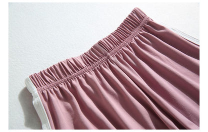 Elastic Waist Contrast Trim Sweat Shorts