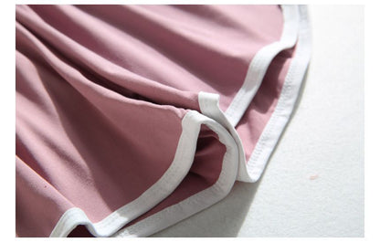 Elastic Waist Contrast Trim Sweat Shorts