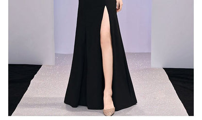One-Shoulder Slit A-Line Evening Gown