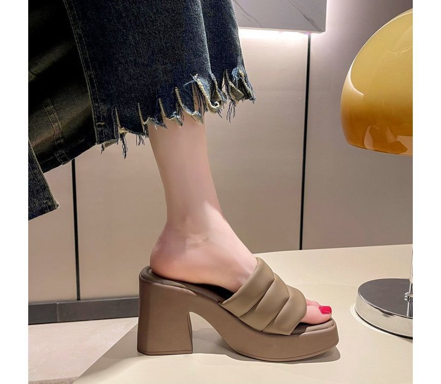 Square-Toe Platform Slide Sandals