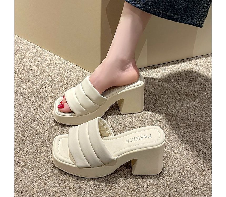 Square-Toe Platform Slide Sandals