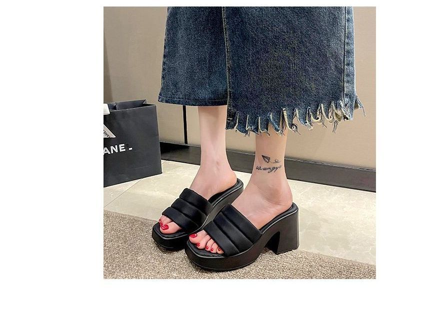 Square-Toe Platform Slide Sandals