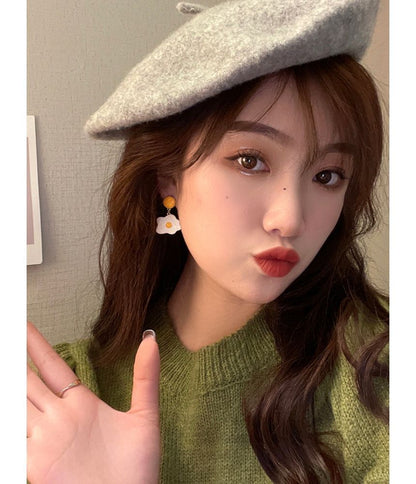 Fried Egg Glaze Alloy Drop Earring