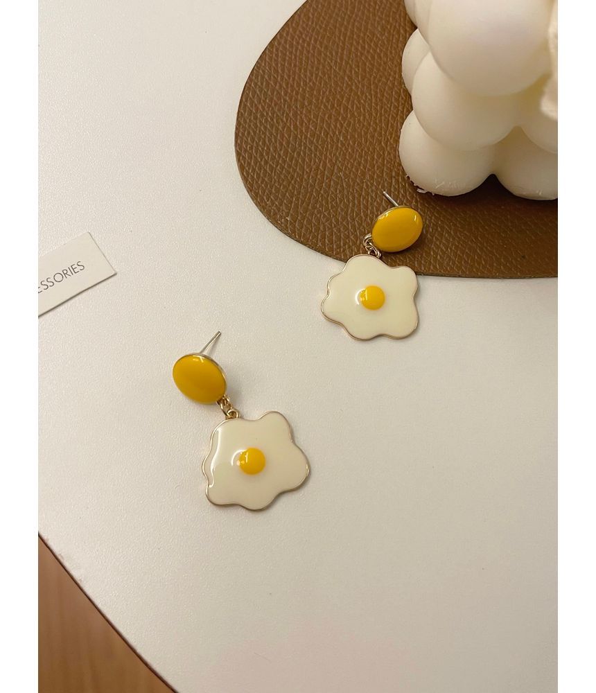 Fried Egg Glaze Alloy Drop Earring