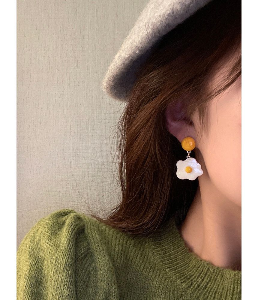 Fried Egg Glaze Alloy Drop Earring