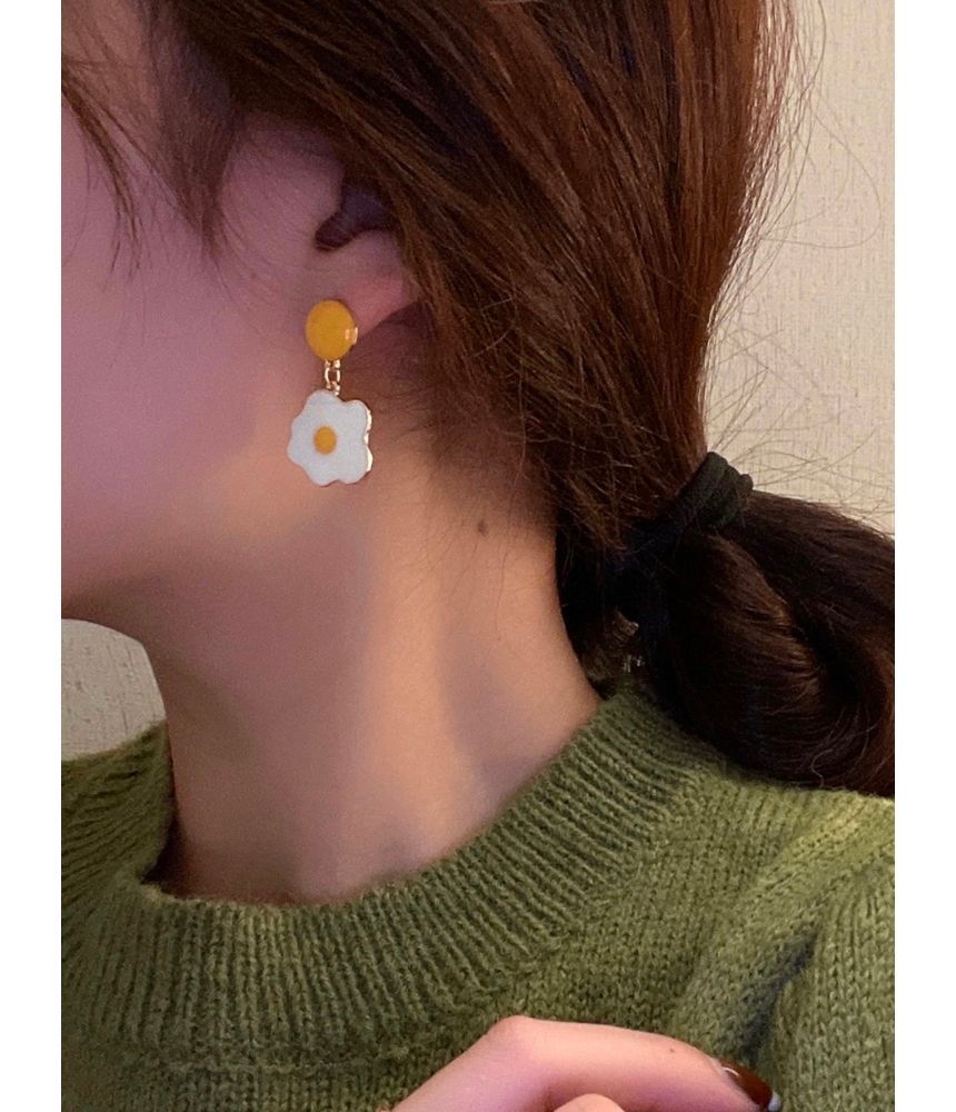 Fried Egg Glaze Alloy Drop Earring