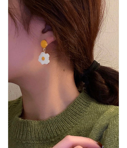 Fried Egg Glaze Alloy Drop Earring