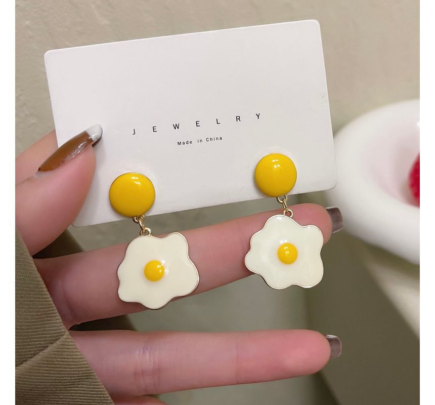 Fried Egg Glaze Alloy Drop Earring